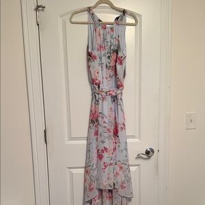 INC International Concepts Light Blue Floral High-Low Halter Dress